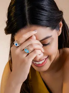 SWASHAA Bruce Eye 18K Gold-Plated Stainless Steel Finger Ring