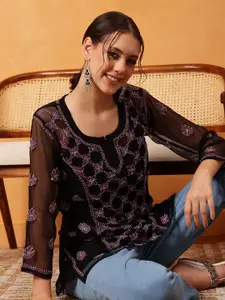 ADA Ethnic Motifs Embroidered Thread Work Thread Work Kurti