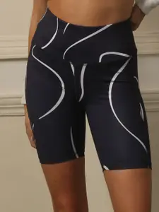 Soie Women Printed Slim Fit High-Rise Sports Shorts
