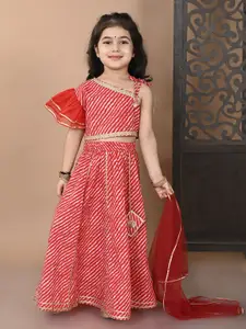 Superminis Girls Leheriya Printed Cotton Ready to Wear Lehenga & Blouse With Dupatta