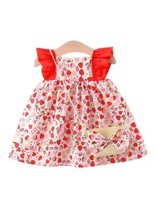 StyleCast x Revolte Girls Printed Flutter Sleeves A-Line Dress