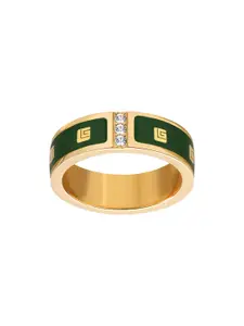 Guy Laroche Grace Gold-Plated Stainless Steel Stones Studded Finger Ring