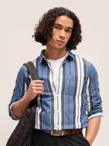 THE BEAR HOUSE Men Striped Slim Fit Cotton Casual Shirt