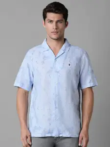 Louis Philippe Sport Men Cuban Collar Floral Printed Cotton Slim Fit Casual Shirt