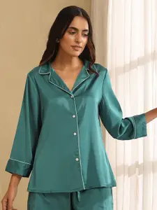indy Raaga Women Comfort Solid Cuban Collar Casual Shirt