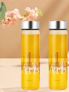 BOROSIL Artisan Series Roma Transparent 2 Pieces Printed Glasses Water Bottle 550 ml