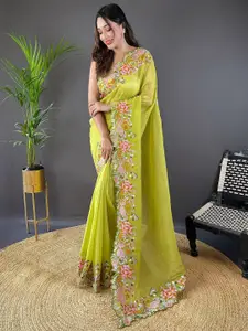 Anouk Ethnic Motif Embroidered Tissue Saree