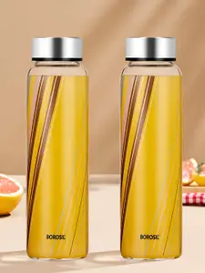 BOROSIL Artisan Series Prism Transparent 2 Pieces Glasses Printed Water Bottles 1 l