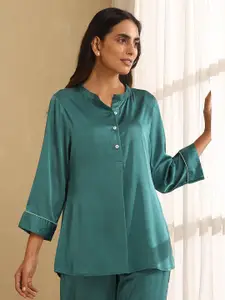 indy Raaga Women Comfort Solid Mandarin Collar Casual Shirt