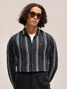 THE BEAR HOUSE Slim Fit Striped Pure Cotton Casual Shirt