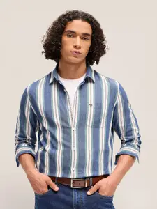 THE BEAR HOUSE Men Striped Slim Fit Cotton Casual Shirt