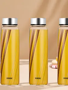BOROSIL Artisan Series Prism Transparent 3 Pieces Glasses Printed Water Bottles 1l