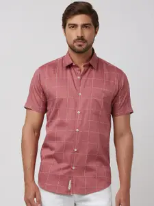 Mufti Men Slim Fit Windowpane Checks Opaque Checked Casual Shirt