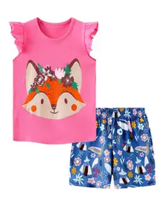 StyleCast Girls Printed Pure Cotton Top With Shorts