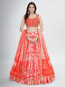 Fusionic Embroidered Beads and Stones Semi-Stitched Lehenga & Blouse With Dupatta