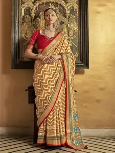 elora Chevron Zari Woven Tassel Patola Sarees