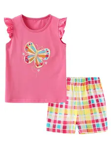 StyleCast Girls Printed Pure Cotton Top With Shorts