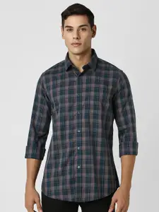 Van Heusen Sport Men Spread Collar Tartan Checked Cotton Slim Fit Casual Shirt