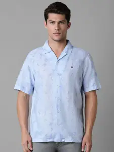 Louis Philippe Sport Men Cuban Collar Floral Printed Cotton Slim Fit Casual Shirt