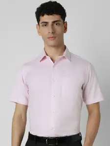 Van Heusen Men Spread Collar Textured Printed Cotton Formal Shirt