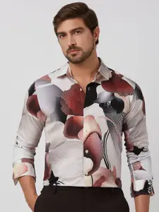 Mufti Men Spread Collar Tropical Printed Cotton Slim Fit Casual Shirt