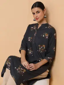 SHOWOFF Floral Printed Floral Straight Kurta