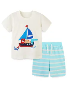 StyleCast Boys Printed Pure Cotton T-shirt With Shorts
