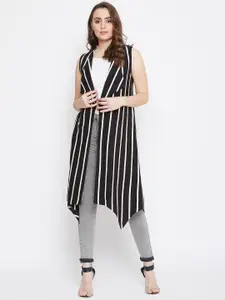 Hypernation Open Front Striped Pure Cotton Longline Shrug