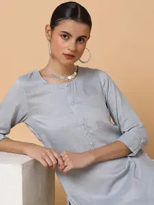 SHOWOFF Striped Sequinned Straight Kurta