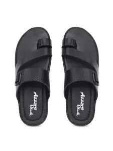 Azzaro Black Men Solid Slip-On Flip flops