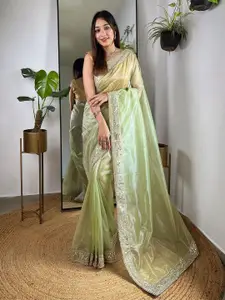 Anouk Embroidered Embellished Tissue Saree
