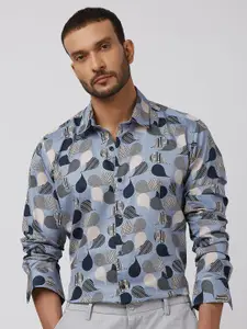 Mufti Men Spread Collar Abstract Printed Cotton Slim Fit Casual Shirt