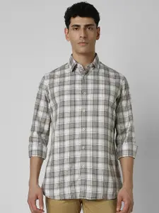 Van Heusen Sport Men Spread Collar Tartan Checked Cotton Slim Fit Casual Shirt