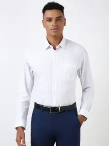 Peter England Men Spread Collar Pinstripes Striped Cotton Slim Fit Formal Shirt