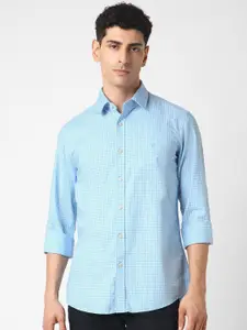 Van Heusen Sport Men Spread Collar Micro Checked Cotton Slim Fit Casual Shirt