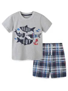 StyleCast Boys Printed Pure Cotton T-shirt With Shorts