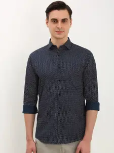 Allen Solly Men Spread Collar Micro Ditsy Printed Cotton Slim Fit Casual Shirt