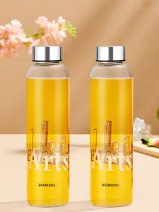 BOROSIL Artisan Series Roma Transparent 2 Pieces Glasses Printed Water Bottles 550 ml