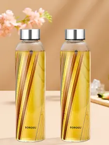 BOROSIL Artisan Series Prism Transparent 2 Pieces Glasses Printed Water Bottles 550 ml
