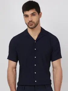 Mufti Men Cuban Collar Solid Relaxed Fit Casual Shirt