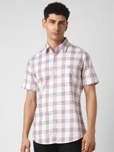 Van Heusen Sport Men Spread Collar Tartan Checked Cotton Slim Fit Casual Shirt