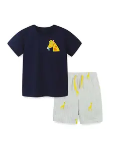 StyleCast Boys Blue Printed Cotton T-shirt with Shorts
