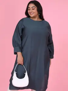 SHOWOFF Plus Size Round Neck Straight Kurta