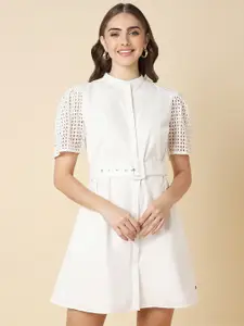 Allen Solly Woman Cotton Short Sleeves Fit and Flare Dress