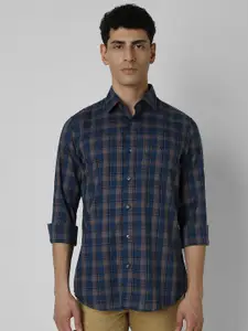 Van Heusen Sport Men Spread Collar Tartan Checked Cotton Slim Fit Casual Shirt