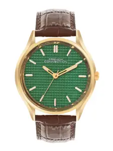 French Connection Men Dial & Leather Textured Straps Analogue Watch FCN088NBL