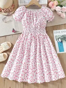BAESD Girls Floral Print Fit & Flare Dress