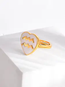 Voylla Gold-Plated Zodiac Aquarius Enamel Finger Ring