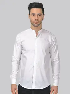 TRYBUY.IN Men Band Collar Solid Cotton Semiformal Shirt
