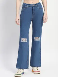 Madame Women Bootcut Fit Mid-Rise Slash Knee Jeans